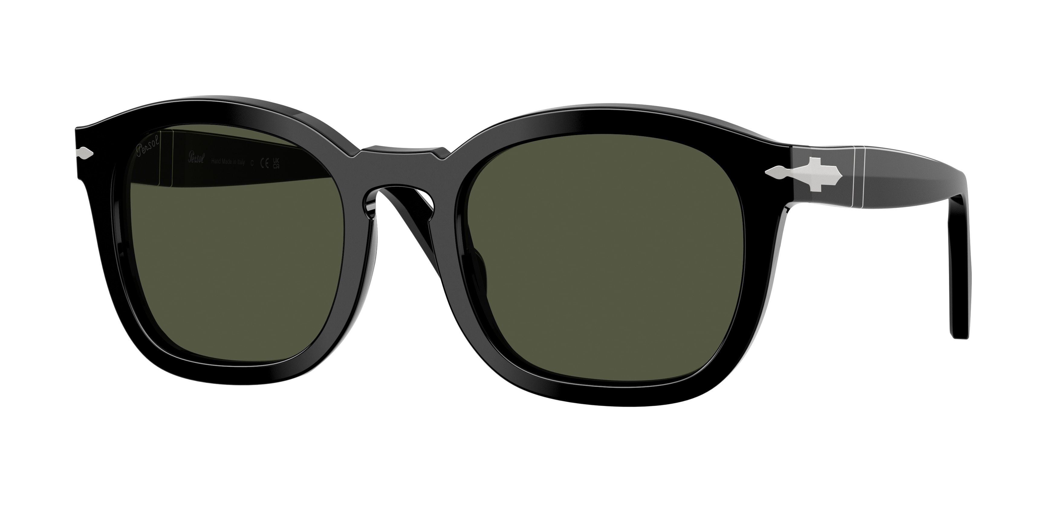 Persol Unisex PO0082S 95/31 Aurinkolasit Asetaatti Musta Vihreä Geometrinen Normaali-image